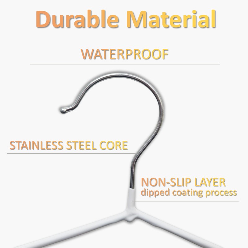 ‌Stainless Steel Heavy Duty Hangers - Non-Slip Rubber Coated, Space
