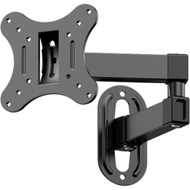 JXMTSPW Full Motion TV Wall Bracket for Most 14-27 Inch LED LCD Flat and Curved TVs up to 10kg, Sturdy TV Wall Mount with Tilt Swivel Extension, Max VESA 100x100mm Monitor Mount