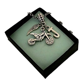 Dirk Bike Motor Cross Biker Memorial Charm with Bracelet Necklace Keychain Keepsake Jewelry gift for Men Women