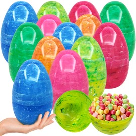 Aviski 12Pcs 7.3" Jumbo Marble-Like Giant Plastic Easter Eggs for Kids Egg Hunt Basket Bag Large Empty Stuffers Fillers, Toys Filling Treats & Easter Theme Party Supplies Favor