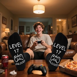 Jeasona Gaming Socks Cool Birthday Gifts for 17 Year Old Boy Christmas Gamer Young Men