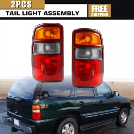 QCL-Autoparts Pair Tail Lights for 2000-2006 Chevy Tahoe Suburban GMC Yukon Brake Lamps LH RH