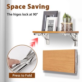 16 Inch Folding Brackets, 2 Packs Fold Down Shelf Brackets - Heavy Duty Collapsible Shelf Space Saving for Wall Mounted Folding Table Hinge Work Bench Max. Load 500lb (Stainless Steel)