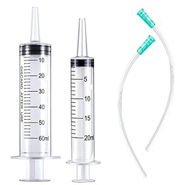 20ml & 60ml Syringe Plastic Liquid Measuring for Scientific Labs, Measuring, Watering, Refilling, Filtration, Feeding Pets, Medical Student, Oil or Glue Applicator Tools, 2pcs Syringe with 2pcs Tubes