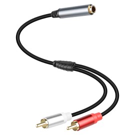 RIIEYOCA Jack to RCA Audio Cable, 6.35 mm Jack Female to 2 RCA Male Y Splitter for Mixers, Amplifiers, AV Receiver (0.3 m/1 ft)