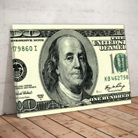 Unbranded 100 Dollar Bill Canvas Print | Old Money Art | Motivational Quote | Extra Large - 48" W x 32" H