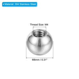 PATIKIL M4x8mm Ball Nuts Knob, 8 Pack Female Thread 304 Stainless Steel Round Blind Hole Screw Cap Cover for Lighting Machinery DIY Decoration, Silver