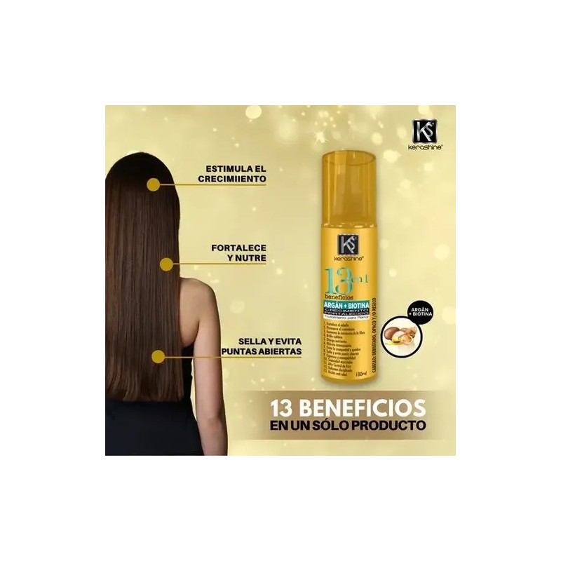 Kerashine Tratamiento Capilar 13 Argán + Biotina 180 Ml