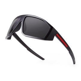 VIA LEECA Polarized Baseball Sport Sunglasses Men Women, Fashion Uv400 Protection Wrap Around Sun Glasses Shades For Running Cycling Outdoor Fishing Driving Golf Frosting Black