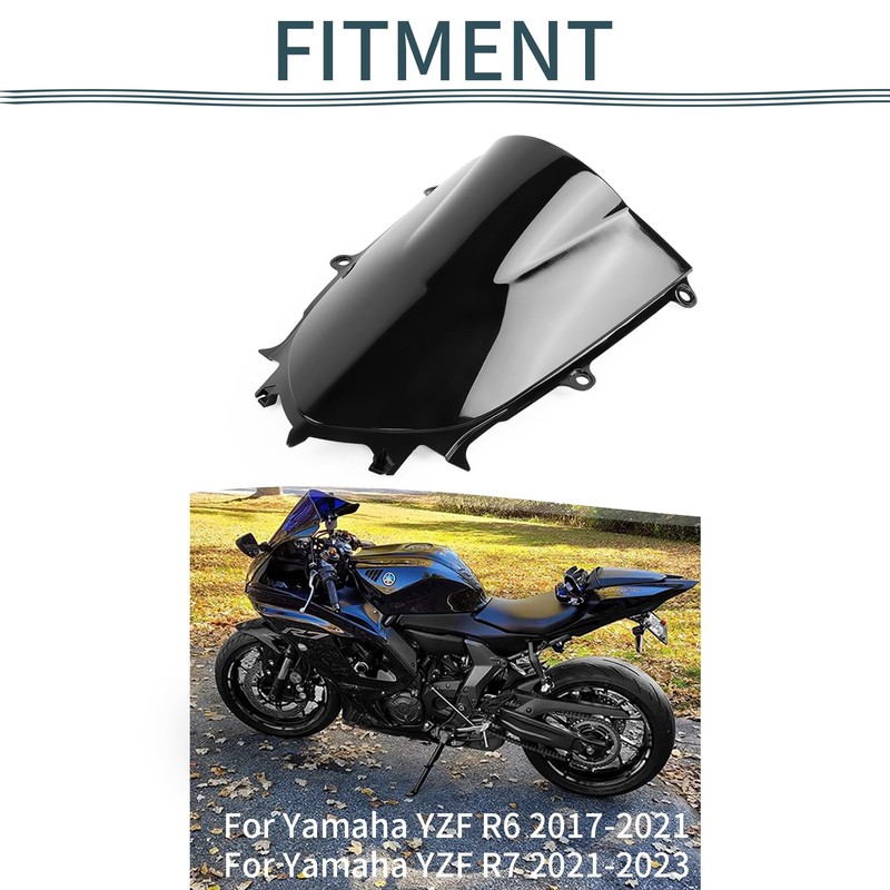 Motorcycle Windshield, PSLER Front Windshield Windscreen for YZF R6 600