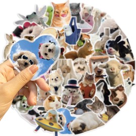 50 PCS Funny Cat Dog Meme Stickers Cute Animal Meme Sticker for Journaling Laptop Scrapbook Water Bottles Guitar Suitcase Phone Snowboard
