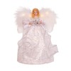 10-Inch Battery-Operated Silver and White Fairy Lighted Angel Tree Topper