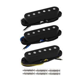 FLEOR Single Coil Pickup Alnico 5 Guitar Neck/Middle/Bridge Pickups Set Staggered, Black