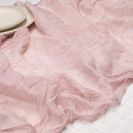 Le courant 1 Piece Cheesecloth Table Runner 10Ft Cheese Cloth Gauze for Boho Rustic Wedding Baby and Bridal Shower, Birthday Party Table Decor, Spring Easter Home Decorations 35x118in-Dusty Pink