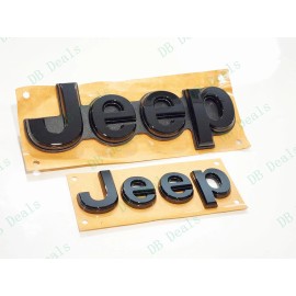 Grand Cherokee 2PCS Gloss Black Gray Front Rear Jeep Emblems Fit 2021+ Jeep Grand Cherokee L WL