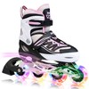 2PM SPORTS Cytia Pink Girls Adjustable Illuminating Inline Skates with