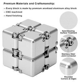 Lifidea New Version Aluminum Alloy Metal Infinity Cube Fidget Cube Handheld Fidget Toy Desk Toy with Cool Case Infinity Magic Cube Relieve Stress Anxiety ADD ADHD OCD for Kids and Adults (Silver)