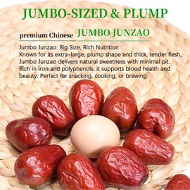 Extra Large 2in Jujube Dates – 1.1LB/500g Jumbo Red Dates (0.6–0.9oz Each), Sweet & Tangy Flavor, Thick Skin for Freshness – Ideal for Snacking & Gifting