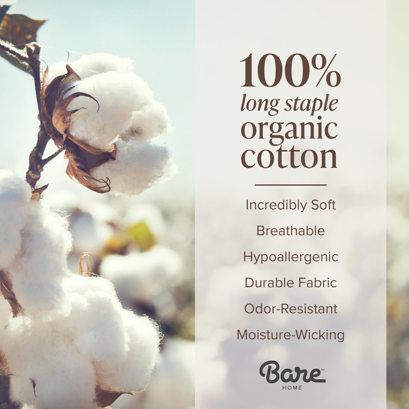 Bare Home 100% Organic Cotton Split Head Flex King Sheet