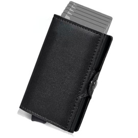 Grand Rover Men's Compact Mini Wallet, PU Leather, Prevents Bills from Breaking, Black