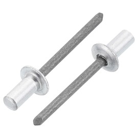 sourcing map 50Pcs 3/16"x3/8" Aluminum Blind Rivets, Aluminum Grip and Steel Mandrel, Closed End Long Split Rivets for Metal, Furniture, Automotive, Silver