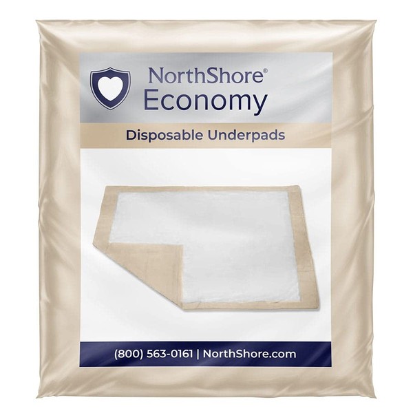 NorthShore Economy, 36 x 36, 28 oz., Beige Disposable Underpads (Chux), Ultra Large, Case/60 (4/15s)