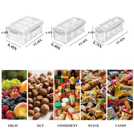 MineSign 3Pack Snackle Box Container Set Divided Food Serving Tray with Handle Clear Snack Platters for Candy, Fruits, Nuts Portable Storage Container for Meal Prep, Travel, Parties