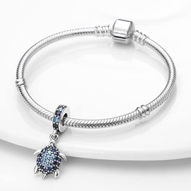 Pandach Women's Charm Pendant for Bracelet, 925 Sterling Silver Charms Beads Fits Bracelet and Necklace, Compatible with European Bracelets for Women Girls C1, Sterling Silver, Cubic Zirconia