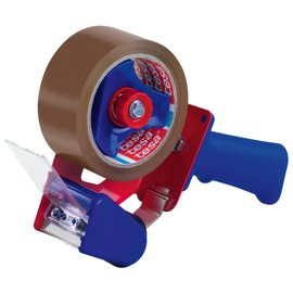 tesa tesapack Strong und Handabroller im Set mit 1 Rolle geräuscharmem Paketklebeband - Braun - 66 m x 50 mm