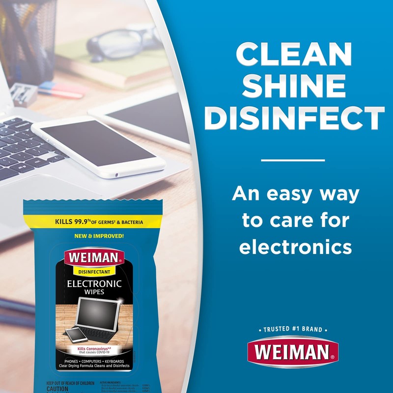 Weiman Disinfecting Electronic Wipes - Safely Clean Your Screen, Laptop,