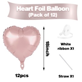 Baby Pink Heart Ballloons,18 Inch Pastel Pink Foil Love Heart Shaped Balloons for Baby Girl Party Bow Birthday Party Wedding Engagement Anniversary Baby Shower Valentines Day Decorations