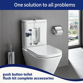 NANABIMIC 2-Inch Dual Flush Valve Replacement Kit for 2-Piece Toilets (11-16.5" Tank Height) | Fits 2.4"-2.8" Drain Holes | Includes Flush Valve with 1.5" Thread Push Button, Fill Valve, Gasket, Bolts