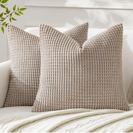 Miulee Set of 2 Corduroy Velvet Soft Cushion Covers - Solid Decorative Square Throws - Cushion Covers for Sofa, Bedroom, Car