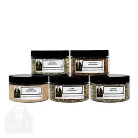 Greek Spices Gift Set - Contains: 5 different jars(1 each of: Greek Oregano, Gyro Seasonings, Yia-Yia Seasoning, Granulated Garlic, and Souvlaki Blend)