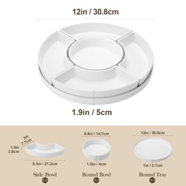 MALACASA Porcelain Divided Serving Dishes, Appetizers Tray, Serving Tray for Party- Perfect for Chips and Dip, Fruit,Veggies, Candy and Snacks,Divided Serving Platter, Relish Tray,White