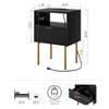 AEPOALUA Nightstand with Charging Station,Small Bedside Table with Gold Frame,Black
