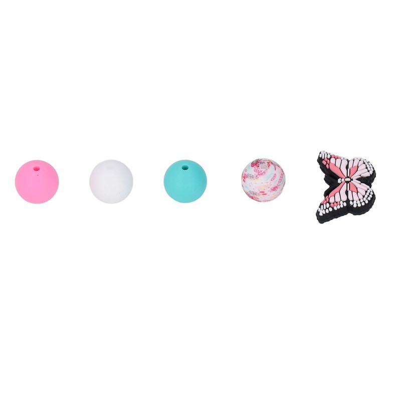 20Pcs Round Beads 5Pcs Butterfly Shaped Beads DIY Kit for