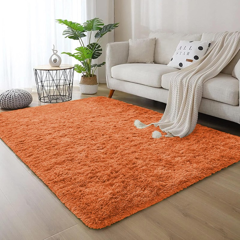 MOONLIGHT20015 Rugs Living Room Bedroom – Fluffy Shaggy Rust Area