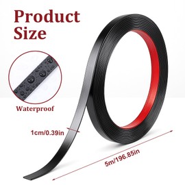 Black Molding Trim Peel and Stick, Black Mirror Tape Border 16.4 Ft 10mm Mirror Trim Self Adhesive Flexible Mirrors Tape Border Finish Decorative Trims for Wall,Mirrors,Edges,Borders,Window Frames