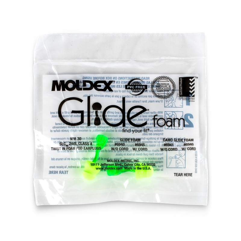 Moldex Glide® Uncorded Foam Twist and Push-In Earplug 6940, NRR