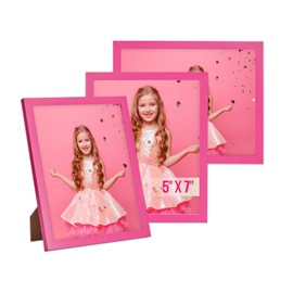 TWING 5x7 Picture Frame Pink 3 Pack, Tabletop 5x7 Pink Frames with Mat for Gallery Wall Decor, Hanging Pink Frame Display for Mother's Day/Birthday Day