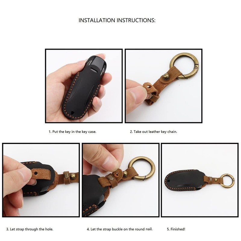 ISDORE Premium Leather Keyring Case Compatible with Model 3 &