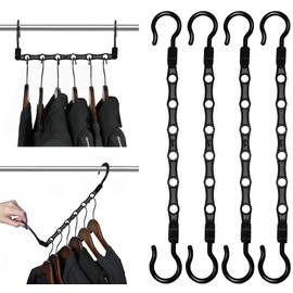 Clothes Hangers, Space-saving, Pack of 8 Plastic Wardrobe Organisers, Multifunctional Durable, Non-Slip & Updated Hooks for More Hanging Space