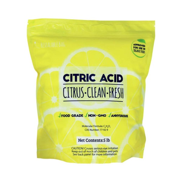 25 lb Non-GMO Organic Citric Acid Food Grade FCC/USP Anhydrous Pure Fine Granular