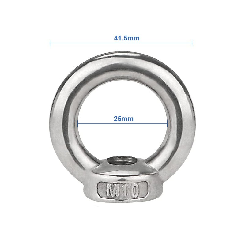 Pack of 10 Ring Nuts Stainless Steel M10 Eye Nuts,