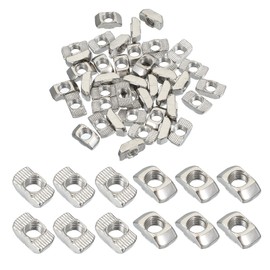 PATIKIL 4040 Series M8 t Nuts, 50pcs t Slot Nut Hammer Head Fastener Nut, Nickel Plated Carbon Steel Nut for Aluminum Profile l Silver