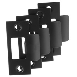 DOITOOL 4Pcs Door Strike Plate Black Deadbolt Strike Plate Stainless Steel Door Security Strike Plate T Strike Plate Door Reinforcement Plate, Reinforce Security on Your Doors