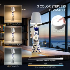 PRIDOLA Wireless Bottle Lamp for Any Type of Bottle - LED Bottle Lamp for Indoor & Outdoor - 100% Waterproof - Adjustable Brightness and Light Temperature 3000-6000K - Wireless & Rechargeable (Pink)