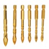 6Pcs Cross Spearhead Drill Bit Carbide Hex Shank Drilling Tool