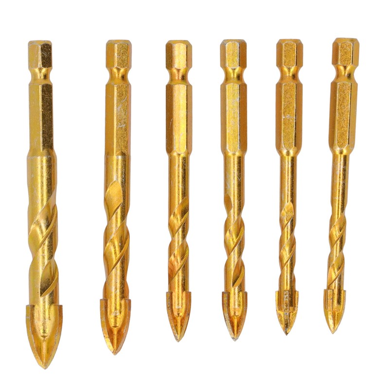 6Pcs Cross Spearhead Drill Bit Carbide Hex Shank Drilling Tool